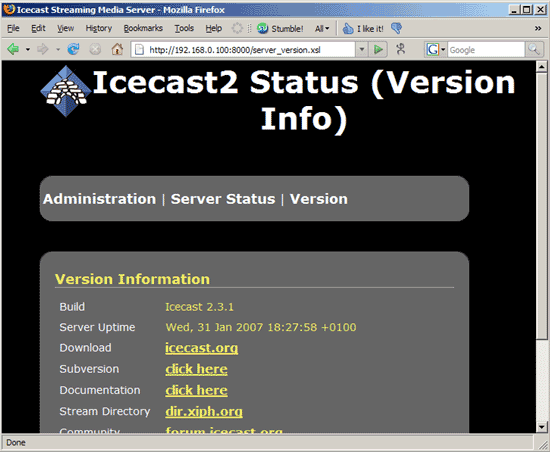 Tampilan Icecast 3 Membuat Radio Streaming Dengan Hosting Sendiri 