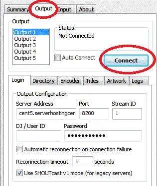 Connect winamp to Shoutcast