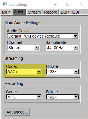 Memunculkan Pilihan AAC+ Butt